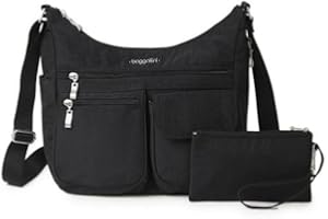 Baggallini Women's Everywhere Bagg Crossbody 11x9 Lightweight Nylon Hobo Water-Resistant Travel Bag W/RFID Protection, One Size