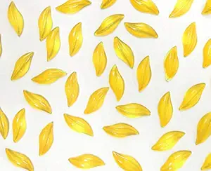 Excel Impex Full Flat Bottom S Shaped Glass Crystals, Glass Pebbles Glass Gems for Decoration, Making Crafts or Aquarium Decor(25 mm x 10mm x 4mm Size)- Set of 50 | Golden Yellow