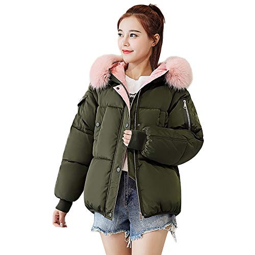 Preisvergleich Produktbild Damen Winterjacke Wintermantel Ronamick Daunenjacken Mäntel Jacken Outwear Frauen Einfarbige Lange Ärmel Slim Reißverschluss Hooded Baumwolle(XXL, Grün)