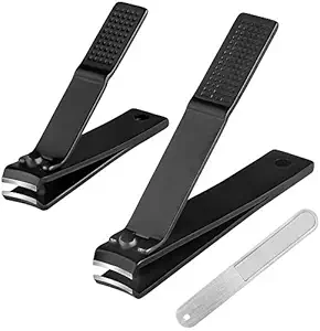RKPM HOMES Stainless Steel Deluxe Fingernail and Toenail Clipper Cutter Nail Clipper Sets, Grooming Kit for Thick Nails Stainless Steel Sharp Sturdy trimmer Nail File set (Set of 3 With Box) Black