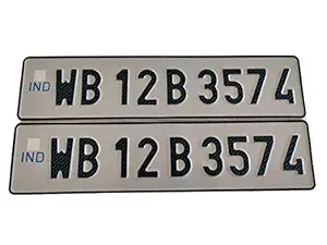 SHOPEWELL Car Premium Number Plate Front and Back Embossed Punching Pressed Plates | Without bar Code Serial Number for Old Vehicle WB