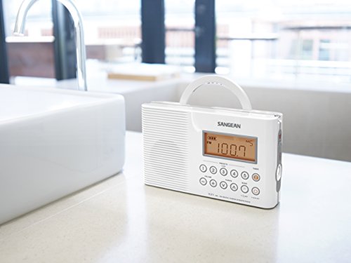Sangean H201 tragbares Duschradio (UKW/-MW Tuner, wasserdicht, LED-Taschenlampe, Tragegriff) weiß - 6