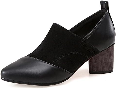 AIURBAG Women's Shoes PU Spring Fall Comfort Novelty Bootie Heels Chunky Heel Pointed Toe Split Joint For Office &amp; Career Dress Almond Gray Black , us8.5 / eu39 / uk6.5 / cn40