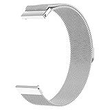 Für Huawei Watch GT Unisex Mesh Edelstahl Uhrenarmband Doppel-Druckknopf Schnalle Mailänder Metallarmband (Silber)