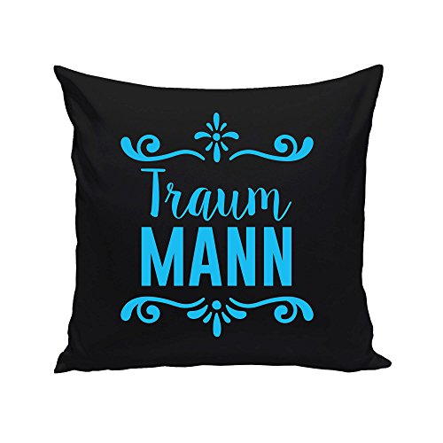 Dekokissen - Traummann - von SHIRT DEPARTMENT, schwarz-cyan