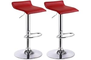 MUEBLIX.COM Mueblix | Taburetes Altos de Cocina 2 Unidades | Taburete de Bar | Silla Giratoria y Regulable en Altura | Color Rojo | Modelo Andes