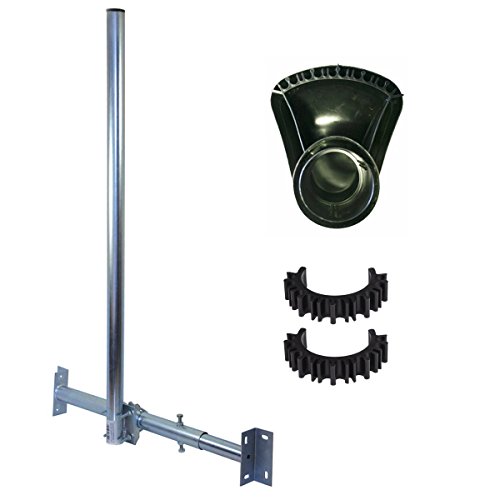 Preisvergleich Produktbild PremiumX Dachsparrenmasthalter mit 1,20m Mast, verstellbar, Dachsparrenhalter 120cm Aufsparrenhalter für Dachmontage + 1x Mastkappe Kabeldurchführung 48 mm - 60 mm + 2x Kabelclip bis Ø50mm Mastclip