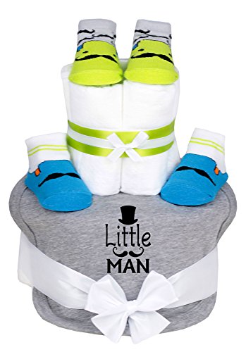 Preisvergleich Produktbild Trend Mama Windeltorte Junge grau Lätzchen Babysocken Hipster Little Man