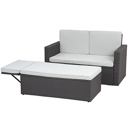 Miadomodo Multifunktionale Polyrattan Gartenmöbel Sofa Couch Gartencouch Gartenliege Ecksofa witterungsbeständig inkl. Abnehmbare Kissenbezüge mit Farbwahl