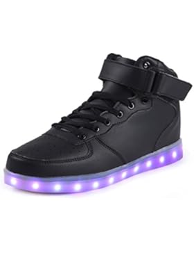 SAGUARO 7 Colors USB Charging LED Lighted Luminous Couple Casual Sport Shoes High Top Sneakers for Unisex Men...
