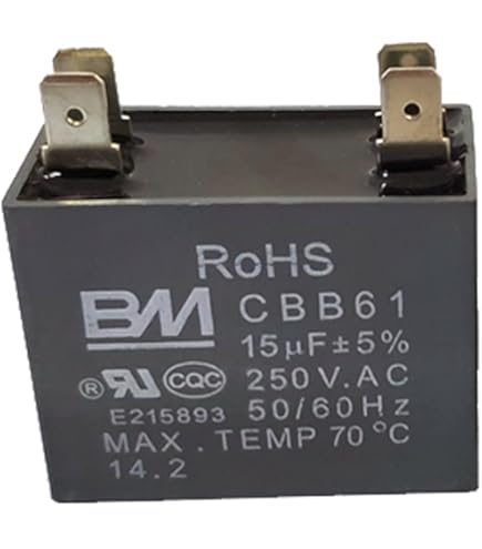 Sourcing Map Ceiling Fan Capacitor CBB61 10uF 450V AC 2 Wires Metalized Polypropylene Film Capacitors 47x25x42.5mm For Water Pump Motor Generator