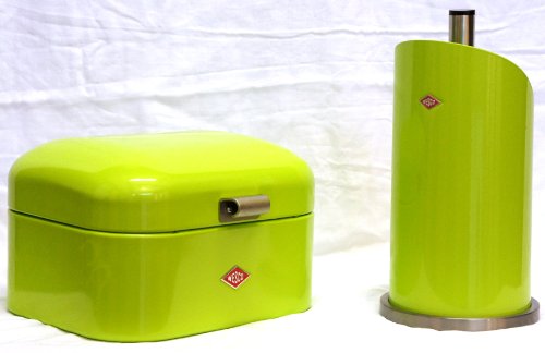 Preisvergleich Produktbild Wesco Single Grandy Brotkasten + Küchenrollenhalter im Set, Farbe: limegreen