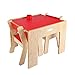 Produktbild Little Helper FSD02-2 FunStation Duo Kleikind Tisch und 2 Stühle Set mit Stiftehalter, 24 m Plus, Natur/ rot