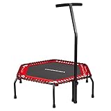 Trampoline Fitness Ultrasport, Guidon Solide et Ressorts Elastiques pour la plus Grande Sécurité Appareil d'Intérieur Parfait pour la Maison, Jumping Fitness, en : rouge (dur)