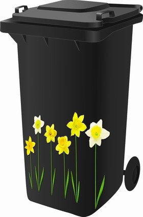 Sticker Kit Für Abfalltonne Auf Rollen, Narzissen Design