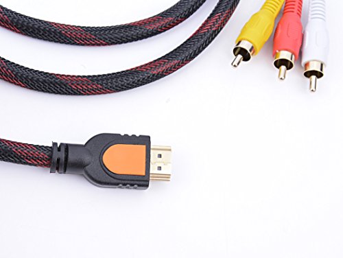 Foxnovo® 5 Feet HDMI Male to 3RCA 3 RCA Video Audio AV Cable - 5