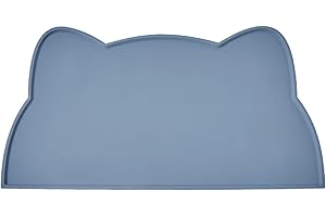 septillar Napfunterlage Katzen Hund, 52x30 cm Silikon wasserdichte Futterunterlage rutschfeste Futternäpfe Wassernapf Katzenmatte (Stein Blau)