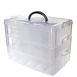 PERFEKTE, STAPELBARE GRÖßE- Diese Acryl-Box misst 24x16,5x18,5cm (LxBxH), wenn sie gestapelt ist und kann mit einer einfachen Schnapp-Verriegelung an 2 Seiten verschlossen werden, um sicherzustellen, dass sie sich nicht von selbst öffnet. Dadurch können auch die zusätzlichen Ebenen hinzugefügt und gesichert werden, damit Sie Ihre Box entsprechend Ihren Bedürfnissen aufbauen können.