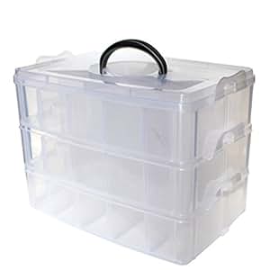 3-stöckige Aufbewahrungsbox aus durchsichtigem Kunststoff, stapelbar