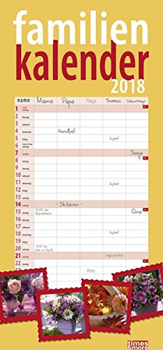 times&more Blumen Familienplaner - Kalender 2018