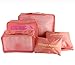 Produktbild 6 Set Packtaschen Kofferorganizer Reisetasche Beutel Kleidertasche Kulturtasche Schuhtasche Koffer Organizer Aufbewahrungstasche aus Nylon Orangerot
