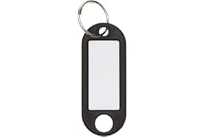 ‎WEDO WEDO Schlüsselanhänger 100 Stück, schwarz – mit 18 mm Ring, beschriftbar & Etiketten auswechselbar, 52×21×3 mm, Made in Germany