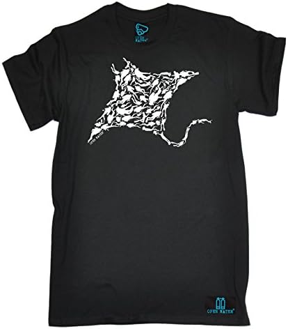 Open Water Men's Manta Ray ... Scuba Diver Design (M - BLACK) T-SHIRT
