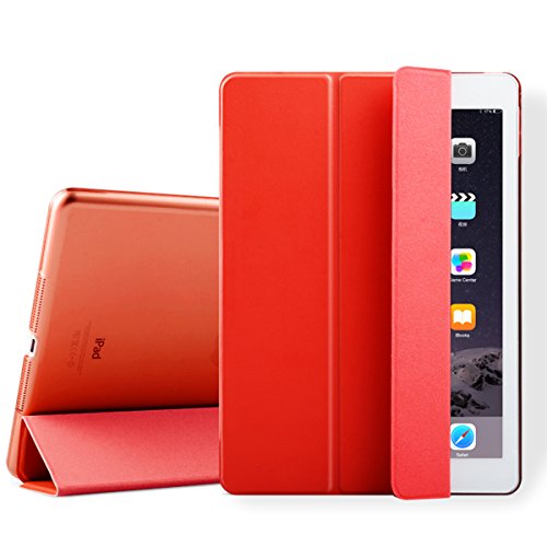 iPad mini Hülle, Toeoe iPad mini 1 2 3 Auto Aufwachen / Schlaf Funktion Schutzhülle mit Lichtdurchlässig Rückseite Abdeckung und Eingebautem Magnet für iPad mini 3/2/1 (Rot)