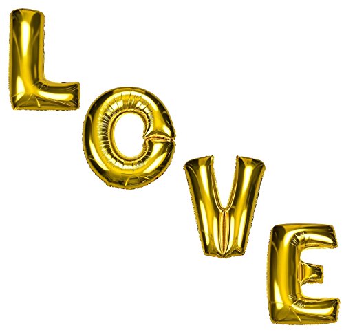 DekoRex ® LOVE Riesenballons Folienballons Buchstabenballons Heliumballons in Gold 100 cm hoch - 3