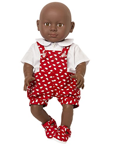 Boy Dolls short dungarees set in Red Chick Fabric,.Suitable for dolls 12-14 INCHES [30-35 CM] OUTFIT ONLY , DOLL AND SHOES NOT INCLUDED