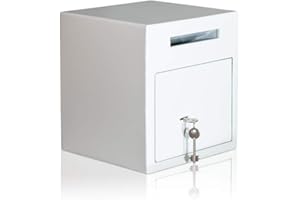 DIADORN Coffre-fort de dépôt | Coffre-fort pour boutique, magasin de mode, bar | Serrure à clés | blanc brillant