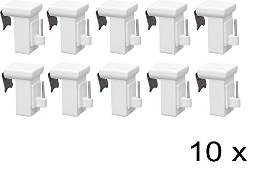 GARDUNA Dekohaken Fensterhaken Fensterclip verstellbar variabel / 10 Stück / weiss / für alle Fensterflügel von 10-27mm