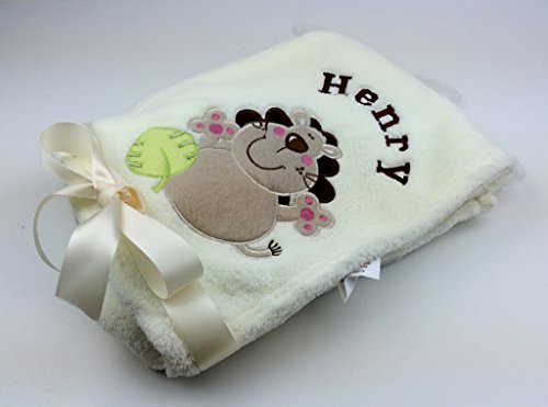 Personalised Baby Blanket. Luxurious wrap. Great Baby Gift. Choose from 6 Different Designs (Cream Hedgehog)