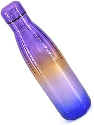 Insulated Water Bottle with Gradually Changes Color,Alisaouse 17 Ounce Stainless Steel Rainbow Water Bottle Leakproof Screw Top Vacuum Insulated for Sports Camping Hiking Office School (Purple)