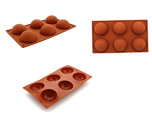 Pure Vie® 6er Silikon Backform / Muffinform für Muffins, Brownies, Cupcakes, Kuchen, Pudding, Eiswürfel und Gelee – Halbe Kugel - 3