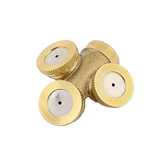 sourcingmap® Rasen Garten Hofarbeit 3 Kopf Sprühnebel beschlagen Düse Sprinkler Gold Ton - 2