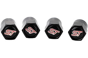 IUSOT 4 tappi ST per valvola pneumatici, per auto, per ruota dell'auto, colore: nero