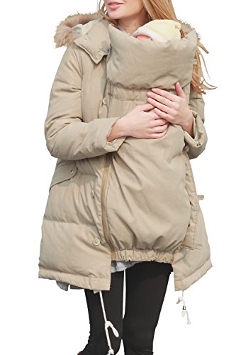 Sweet Mommy Maternity and Mother's Down Coat with baby wearing pouch BELL