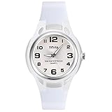 Kinder Analoge Uhren,Jungen Mädchen Armbanduhr Wasserdichte Leicht zu Lesen Zeit Weicher Riemen Armbanduhren Geschenk für Kinderuhr (Weiß)