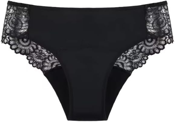 VEINTITRÉS Braga Menstrual Reutilizable para Mujer con Encaje Lace Light – Tiro Alto – Absorbente, Antifugas y Antiodor – Flujo Leve – Ropa Interior Menstrual Lavable, Cómoda y Discreta