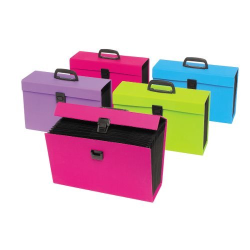 Rexel Joy - Caja de archivo extensible  385 x 125 x 250 mm  con 19 bolsillos separados   color rosa
