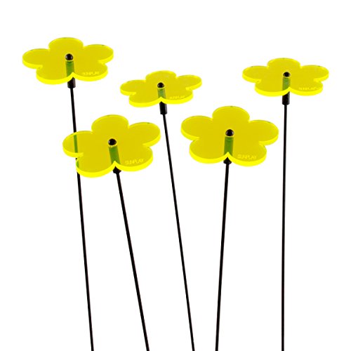 SUNPLAY "Sonnenfänger-Blumen" in GELB, 5 Stück zu je 5 cm Durchmesser im Set + 35 cm Schwingstäbe