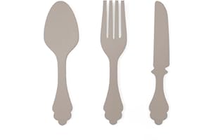 DECLEA Decorazione da appendere in legno Posate forchetta cucchiaio coltello, Legno Decorativo per le pareti della Cucina Arredo Decorazione Fatta a Mano | H60 cm