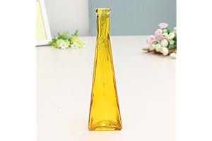HONFITAT Bluelover Color Claro Vidrio Mini Florero Zakkz Botella Vidrio Adornos Flor Arreglos Decoración Hogar-Amarillo