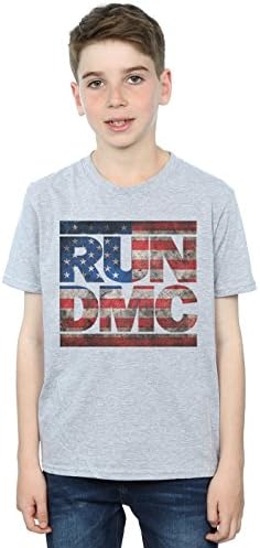 Run DMC Boys US Flag Logo T-Shirt 9-11 Years Sport Grey
