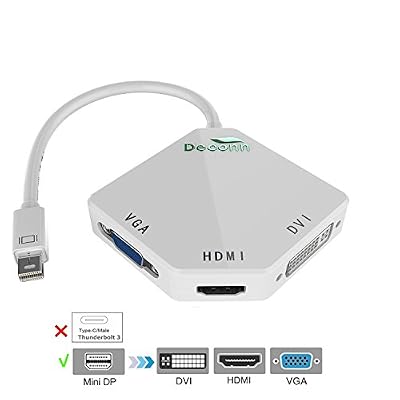 CableDeconn Multifonction Thunderbolt Mini DisplayPort DP vers HDMI VGA DVI Câble Adaptateur convertisseur pour MacBook Pro Air