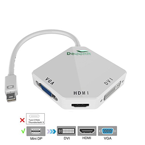 CableDeconn Multifunktions-Thunderbolt Mini Displayport DP auf HDMI VGA DVI Kabel Konverter Adapter für MacBook Pro Air