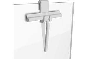 Minismus Tergivetro per Doccia - Pulisci Vetri Porte e Finestre - Tergivetro Doccia Silicone - Pulisci Doccia Vetro, Bagno e Specchi - Senza Foratura, Supporto Incluso (Bianco, 21 cm)