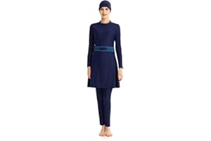 TaissBocco Muslimischer Badeanzug für Frauen Islamische Bademode 3PCS Burkini Full Coverage Badeanzug Plus Size Modest Bademode