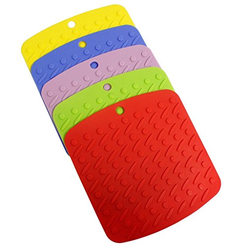 KurtzyTM 5er Set farbige Untersetzter Silikon hitzebeständig Topfhalter/Löffelablage/Blechuntersatz